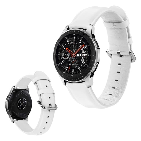 Samsung Galaxy Watch (46mm) ægte læder Urrem - Hvid White