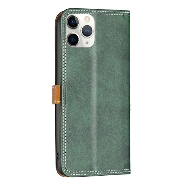 BINFEN tvåfärgat läder iPhone 11 Pro Max fodral - Grön Grön