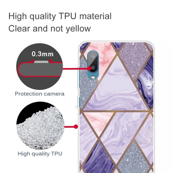 Marble Samsung Galaxy M02 / A02 Etui - Trekanter og Diamant Klinkekule Multicolor