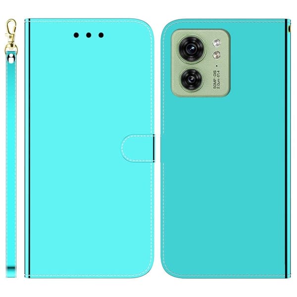 Mirror Motorola Edge 40 Flip Etui - Cyan Green