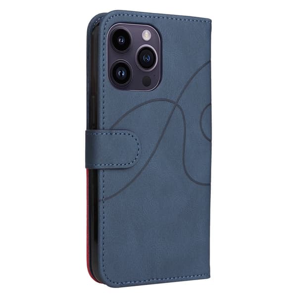 Teksturoitu nahkakotelo hihnalla iPhone 15 Pro Max - Sininen Blue