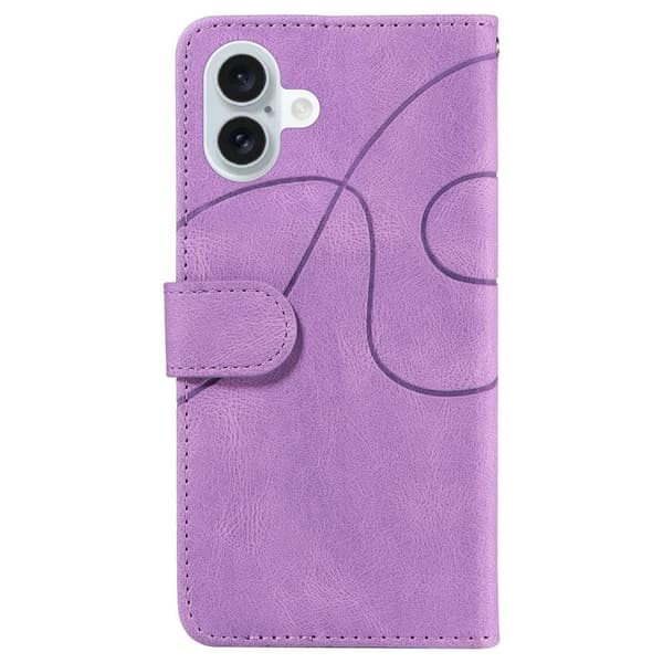 Tekstureret iPhone 16 Plus læderetui med rem - Lyselilla Purple