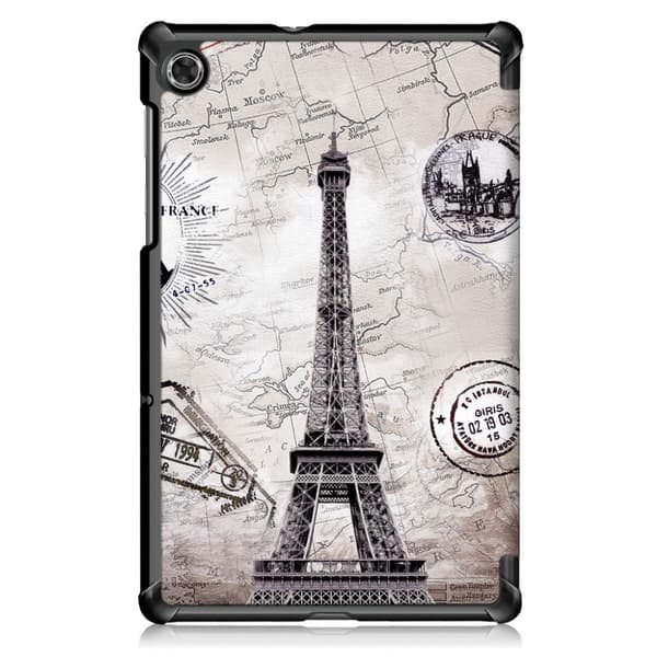 Lenovo Tab M10 HD Gen 2 Trippelt Mønstret Lær Flippetui - Eiffel Tower Silver grey