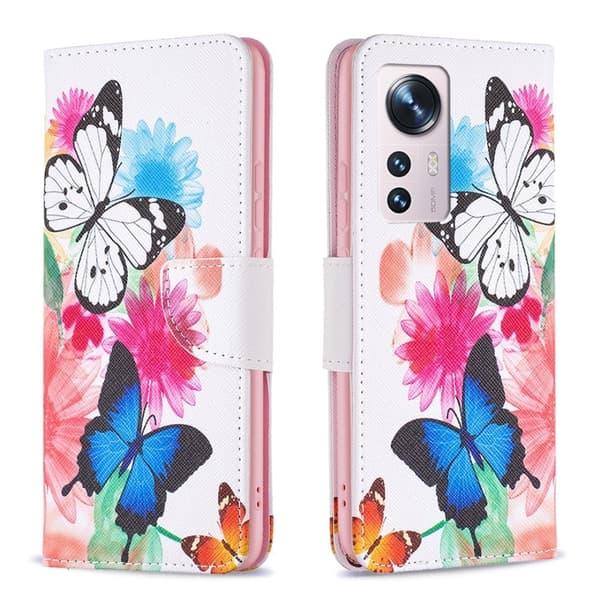 Wonderland Xiaomi 12 / 12x Flip Etui - To Sommerfugle Multicolor