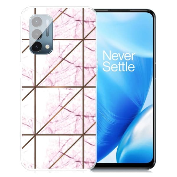Marble OnePlus Nord N200 5G Suojakotelo - White In Square Strike Marble Multicolor