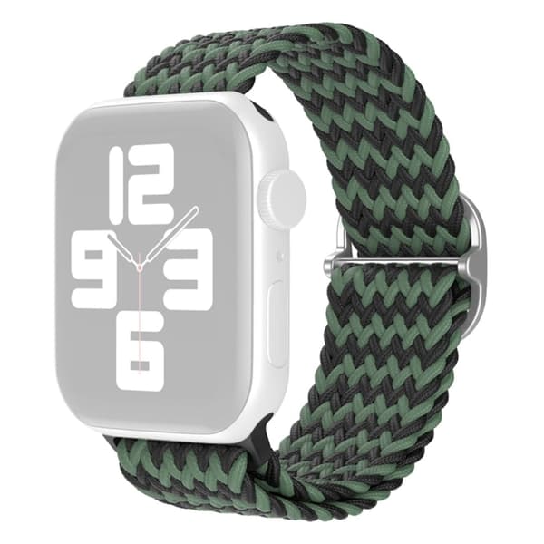 Apple Watch (45mm) nylonkellohihna - Musta / Vihreä Green
