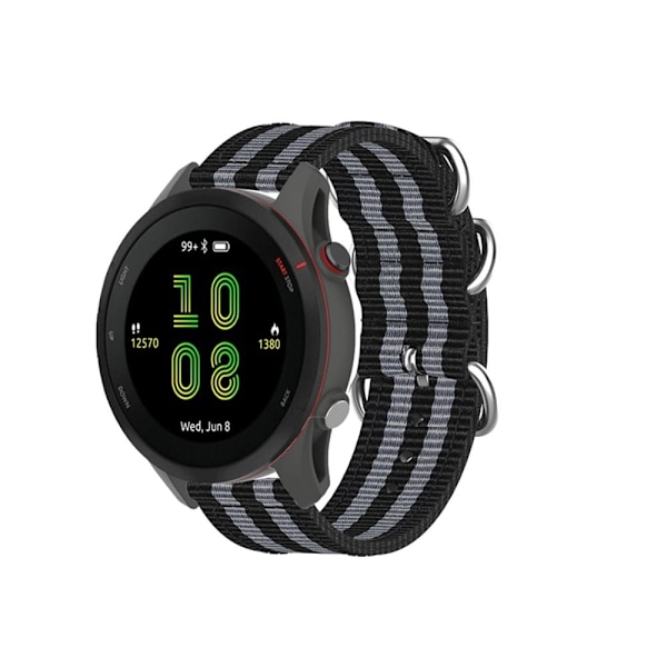 Garmin Forerunner 255 nylonkellon hihna - Musta / Harmaa / Musta / Harmaa / Musta Black