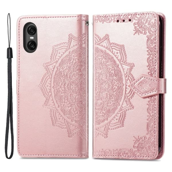 Mandala Sony Xperia 10 VI nahkakotelo - Ruusukulta Pink