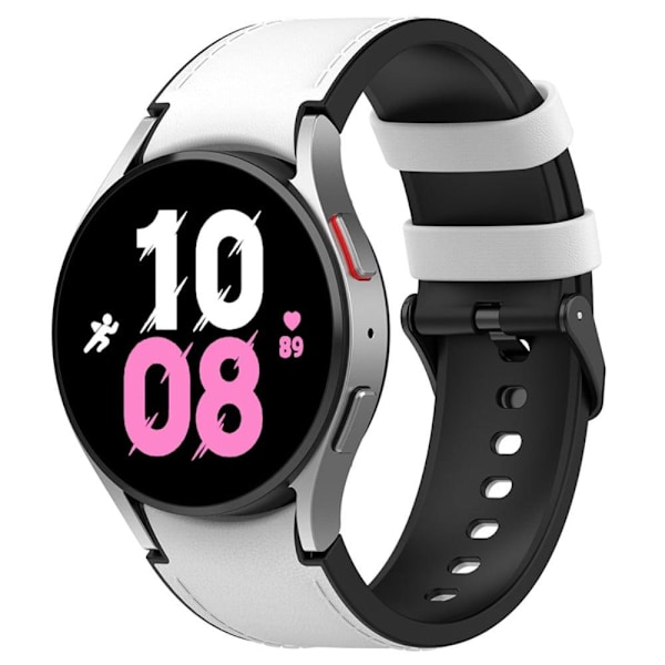 Samsung Galaxy Watch 5 / 4 / 3 (41mm) silikone i læder urrem med sort spænde - Sort Størrelse: L White