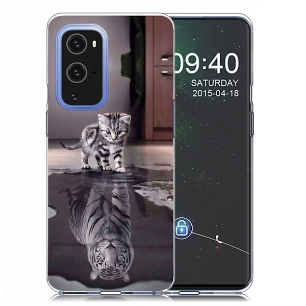 Deco OnePlus 9 Pro Etui - Katt og Tiger Silver grey
