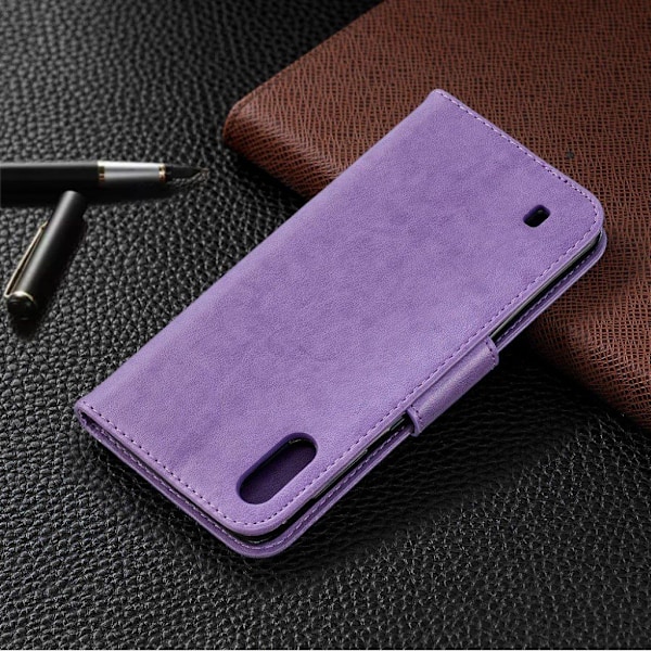Butterfly läder Samsung Galaxy A10 fodral - Lila Lila