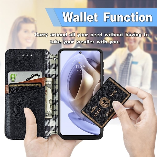Läder Motorola Moto G31 / Motorola Moto G41 fodral med romb-design - Svart Svart