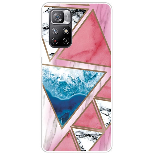 Marble Xiaomi Redmi Note 11 Pro Plus 5G Etui - Hvid / Blå / Rose Trekant Multicolor