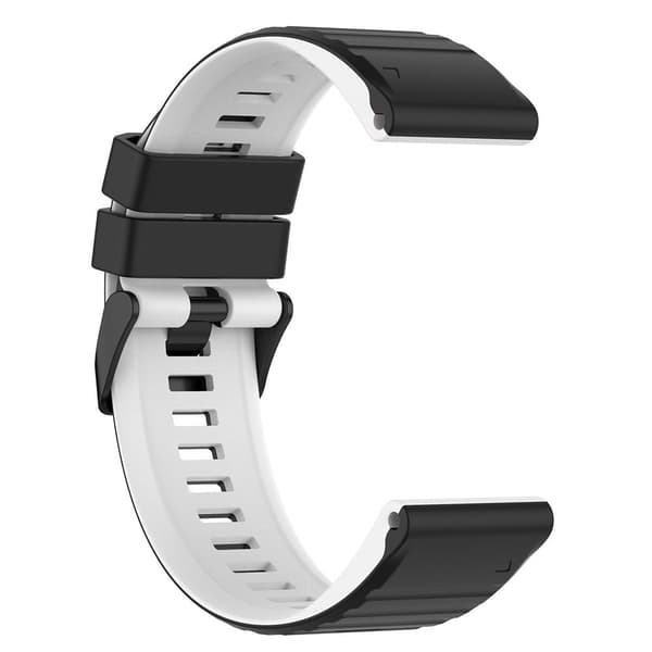 Garmin Fenix 7 Pro silikonerem med tofarvede vandrette striber - Sort / Hvid White