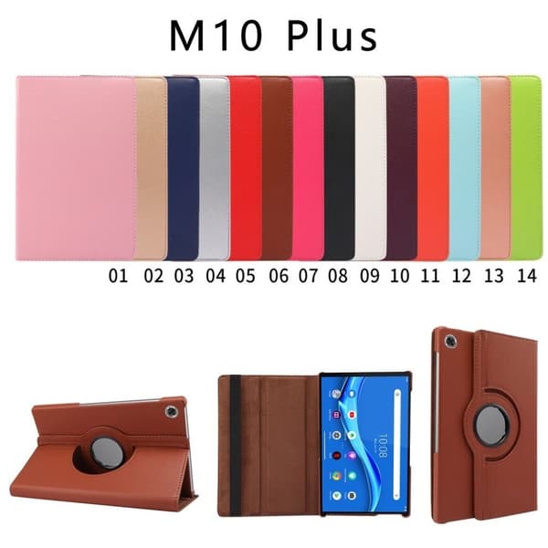 Lenovo Tab M10 FHD Plus 360 graders läderfodral med litchi-textur - Guld Guld
