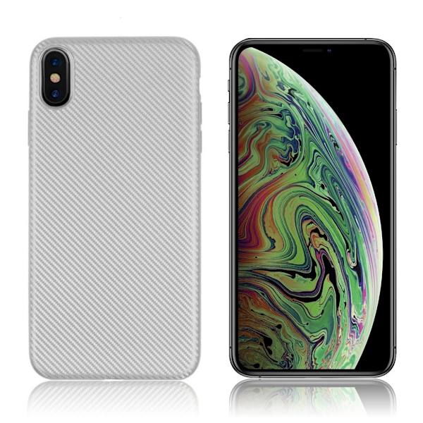 Etui med kulfiberstruktur til iPhone Xs Max - Sølv Silver grey
