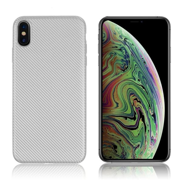 iPhone 9 Plus mobilskal silikon kolfiber textur - Silver Silvergrå