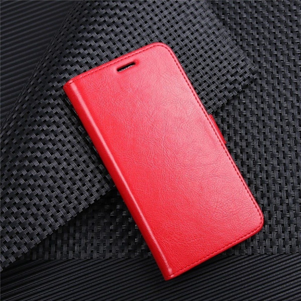Crazy Horse Huawei P20 Magnetisk PU læder flip etui - Rød Red