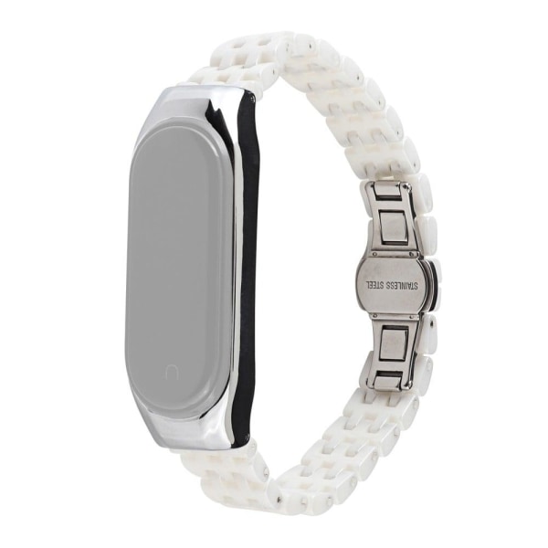 Xiaomi Mi Smart Band 6 / 5 ceramic style stainless steel watch strap - Five Beads White White