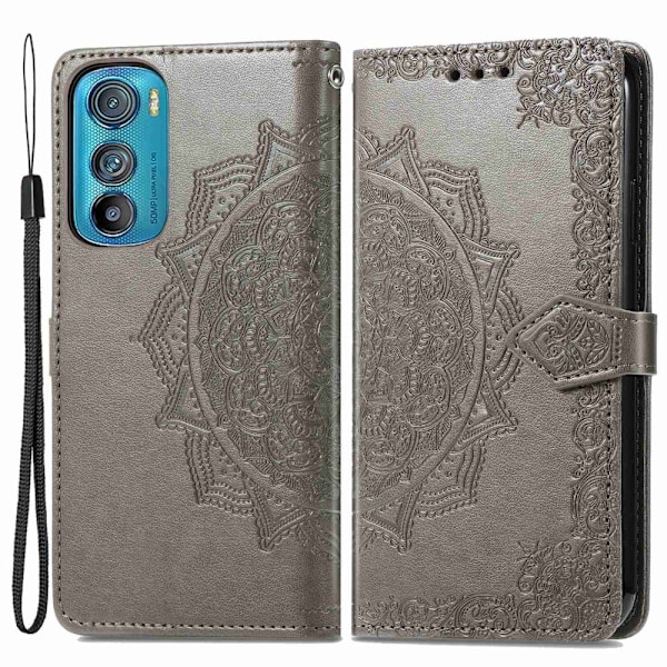 Mandala Motorola Edge 30 Flippetui - Grå Silver grey