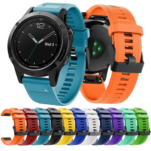 Garmin Fenix 7 justerbar silikonrem med svart spänne - Blå Blå