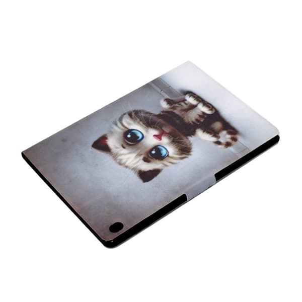 Lenovo Tab M10 läderfodral med mönsterutskrift - Kattunge Silvergrå