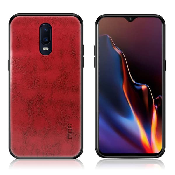MOFI OnePlus 6T läderbelagt hybridfodral - Röd Röd