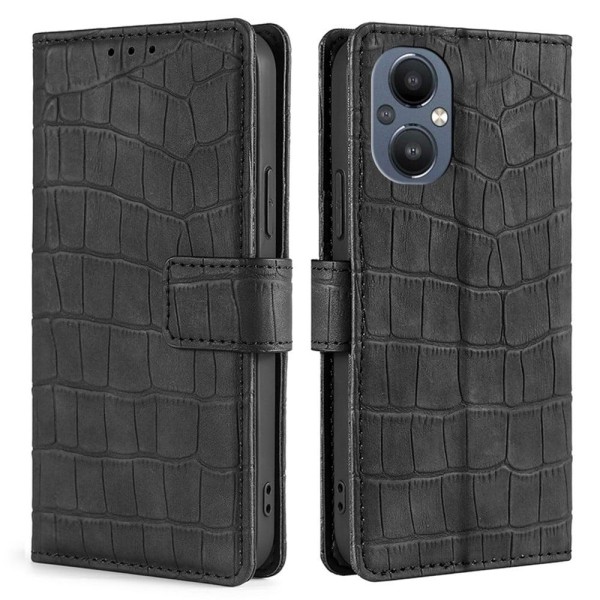 Læderetui med Krokodille Tekstur til OnePlus Nord N20 5G - Sort Black