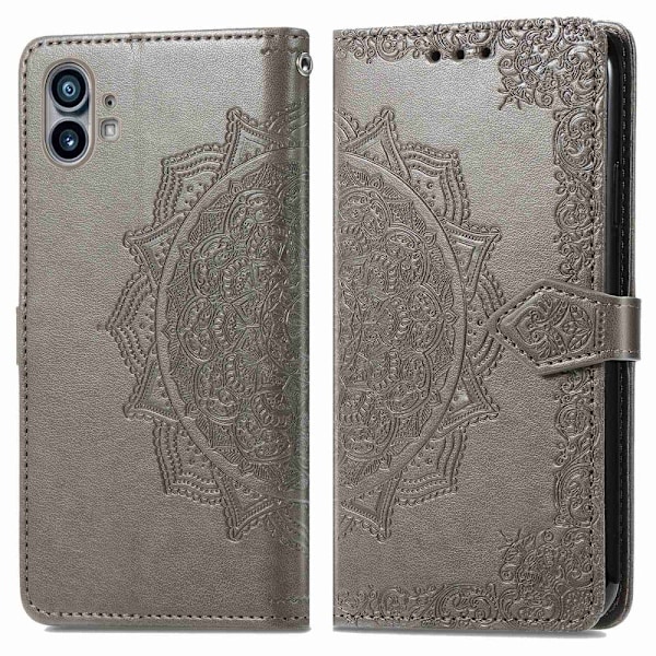 Mandala Nothing Phone (1) Flip Etui - Grå Silver grey