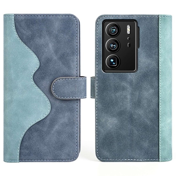 Kaksivärinen nahkainen läppäkotelo ZTE Axon 40 Ultra - Sininen Blue
