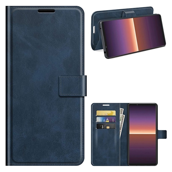 Lompakko Nahkakotelo For Sony Xperia 1 III - Sininen Blue