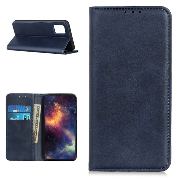 Wallet-style ægte Læder Flipcase til Samsung Galaxy A52 5G - Blå Blue