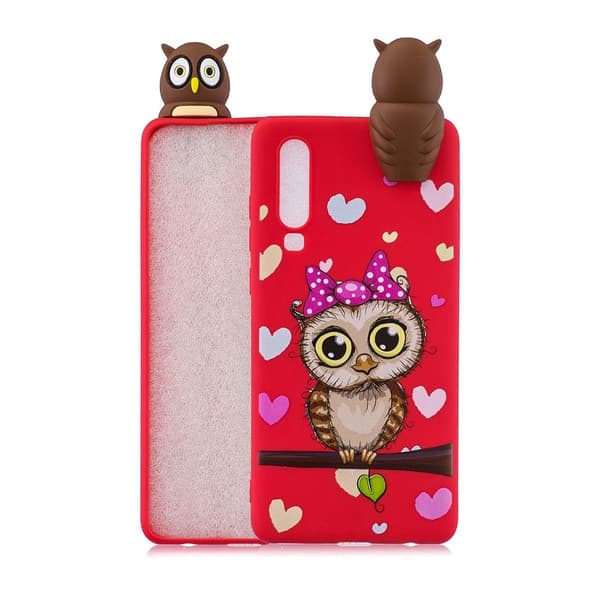 Huawei P30 3D sødt dukke mønstret etui - Ugle Multicolor
