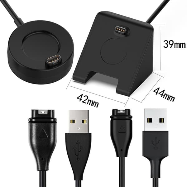 100 cm USB-laddningskabel och dockningsstation för Garmin-klocka Svart