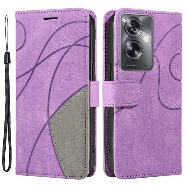 Texturerat läderfodral med handledsband för Oppo A79 - Lila Lila