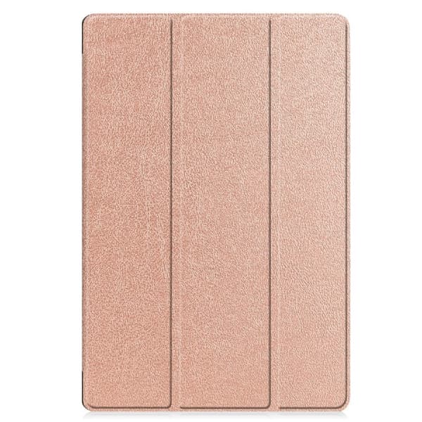 Samsung Galaxy Tab S7 FE trefoldig flip-etui i skinn - Rose Gull Pink