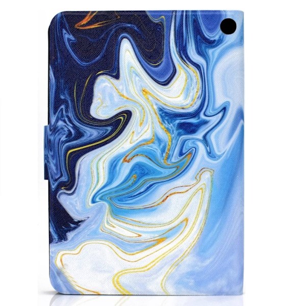 Amazon Fire 7 (2022) viileä kuvio nahkakotelo - Sininen Marmori Blue