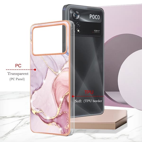 Marble Xiaomi Poco X4 Pro 5G Etui - Lilla / Rosa Klinkekule Pink