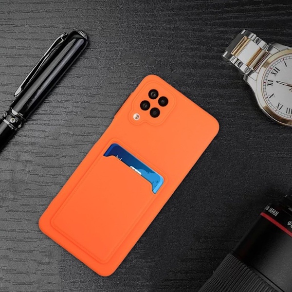 Card Holder Suojakuori For Samsung Galaxy A12 5G - Oranssi Orange