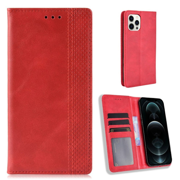 Bofink Vintage iPhone 13 Pro Max Nahkakotelo - Punainen Red