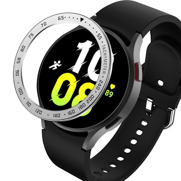 Samsung Galaxy Watch 5 (44mm) klockring - Silverring Svarta Bokstäver Silvergrå