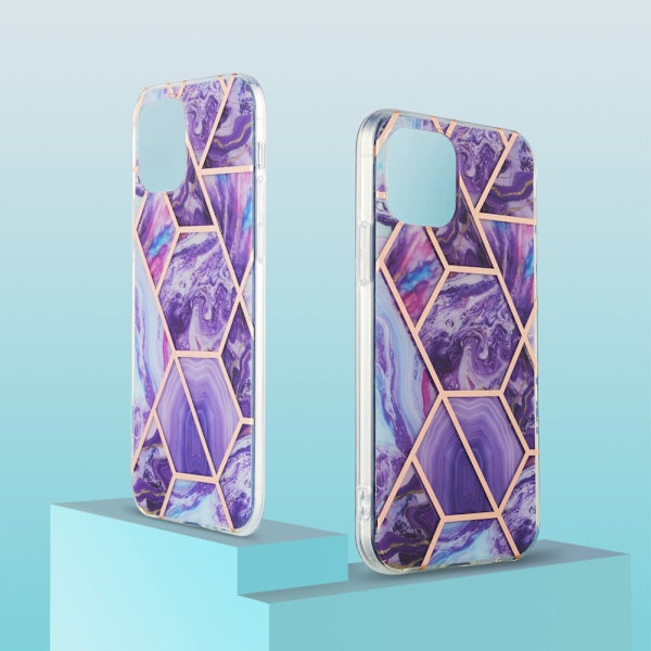 Marble design iPhone 13 Pro cover - Mørk Lilla Purple