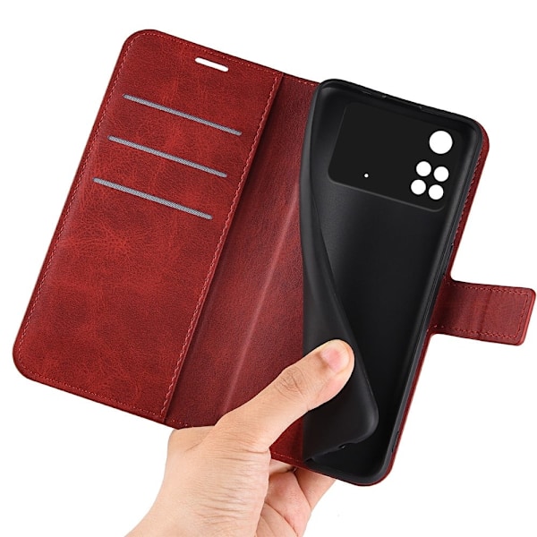 Xiaomi Poco M4 Pro nahkainen lompakokkotelo - Punainen Red