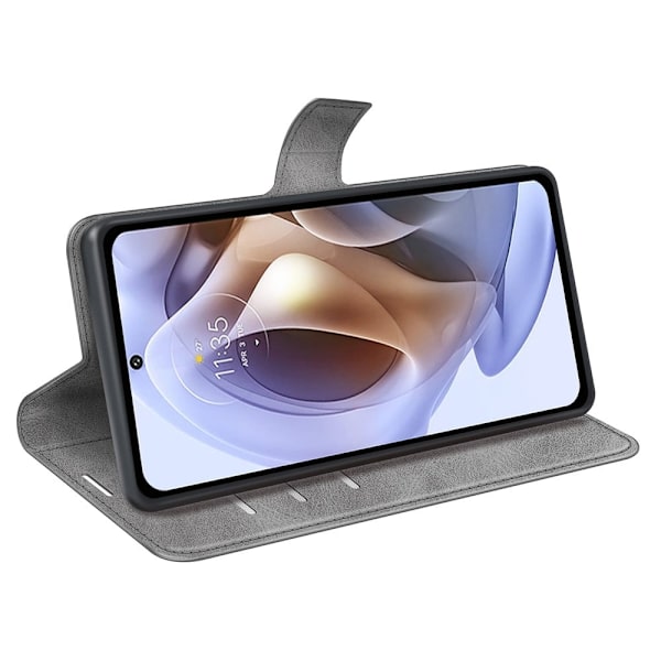 Lompakko Nahkakotelo For Motorola Moto G31 - Harmaa Silver grey