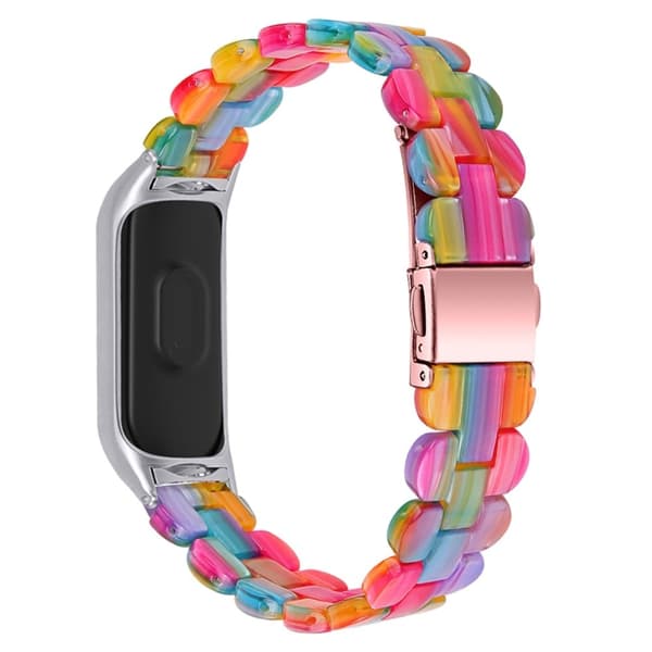 Xiaomi Mi Smart Band 6 / Band 5 cool urrem i resin - Regnbue Multicolor