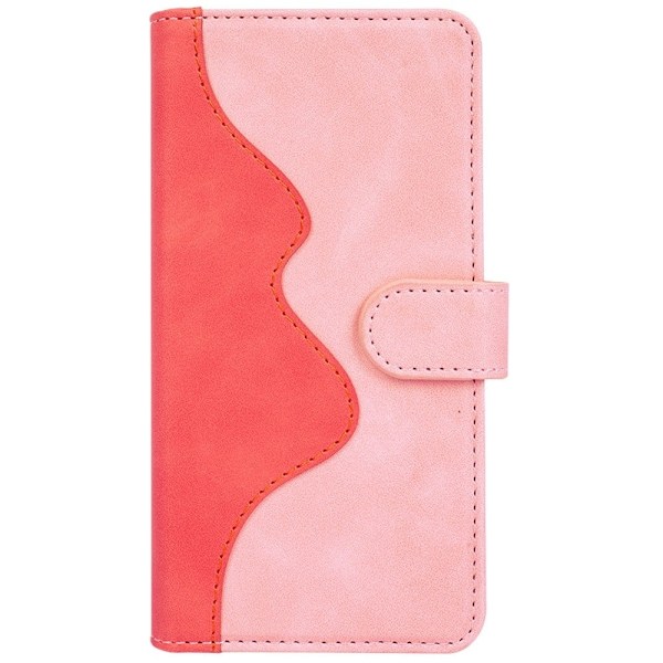 To Farvet Læder Flip Case til Samsung Galaxy M13 4g - Lyserød Pink