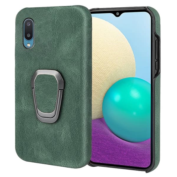 Stötsäkert läderfodral med oval kickstand för Samsung Galaxy M02 / A02 - Grön Grön