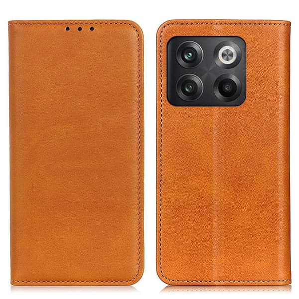 Lompakko-style Aitoa Nahkaa Läppäkotelo For OnePlus Ace Pro / 10t - Ruskea Brown