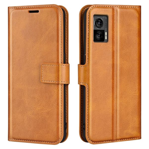 Hållbart konstläder Motorola Edge 30 Neo fodral med plånbok - Gul Gul