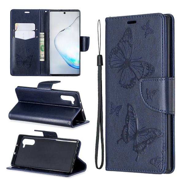 Butterfly Samsung Galaxy Note 10 veske - Blå Blue
